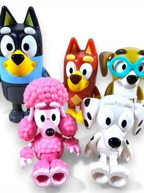 Moose Toys Bluey Figures Lot of 5 Bandit Heeler Dad Rusty Honey Coco Chloe